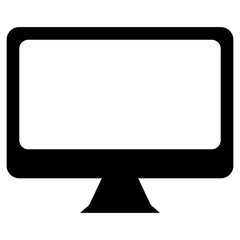 Computer flat screen monitor on isolated white background. Computer monitor icon vector. Computer display on transparent background. Tv icon
