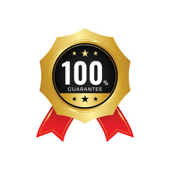 100% Guarantee badge design gold illustration vector set