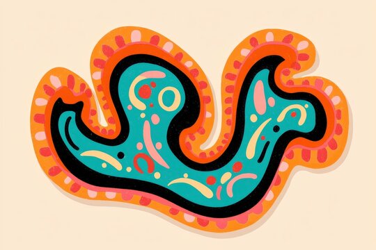 recommend clip art: Abstract colorful organic shape with black outlines