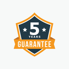 5 Years Guarantee badge design gold illustration vector set