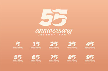 55 Years Anniversary Number Vector Design Collection