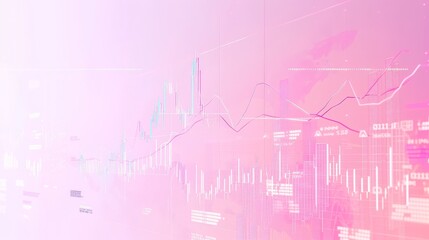 A digital illustration of a financial data graph with various charts and lines on a pink background. The image represents data analysis, market trends, and financial performance in a visually