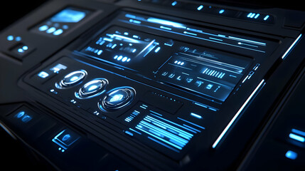 Obraz premium Futuristic User Interface 3D Illustration with Blue Lights