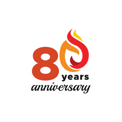 80 Years Anniversary Number Vector Design Collection