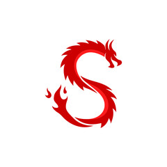 abstract red dragon logo in the shape of the letter S vector