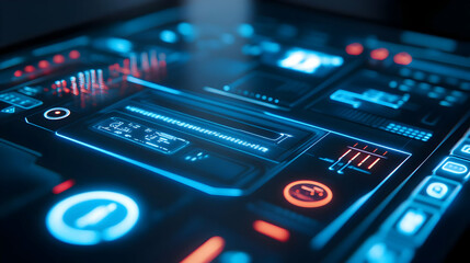 Obraz premium Abstract Blue and Red Glowing Interface 3d Render