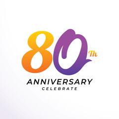 80 th Anniversary Modern Number Vector Design Collection