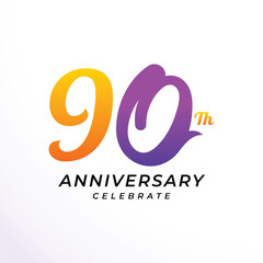 90 th Anniversary Modern Number Vector Design Collection