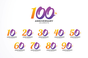 100 th Anniversary Modern Number Vector Design Collection