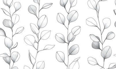 2D illustrator doodle-style floral and leaf graphics on a white background or wallpaper