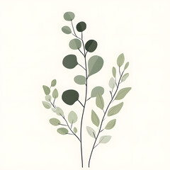 Fototapeta premium 2D illustrator doodle-style floral and leaf graphics on a white background or wallpaper