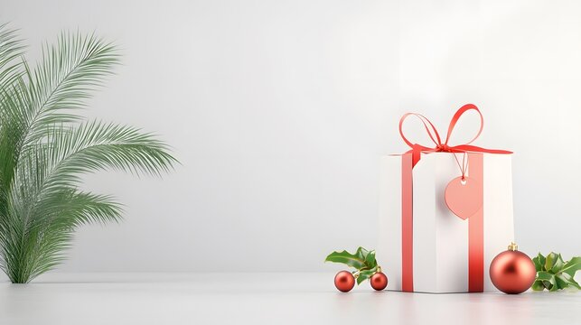 Personalized gift bag with custom name tag, festive ribbon, 3D illustration.,
