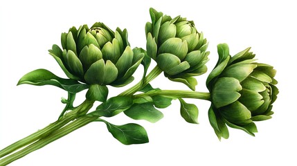 Fototapeta premium Artichoke clipart, vegetable element, watercolor illustration, defined edges, green, isolated on white background