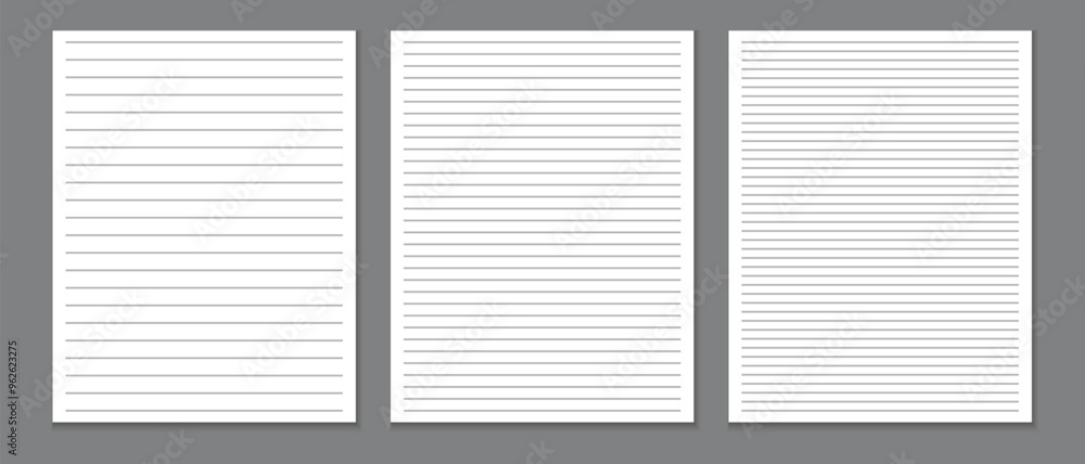 Aufkleber lined paper notebook, stripe line note book, letter size notebook, line notebook pages vector illustration.