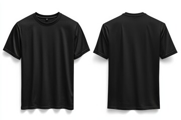 Naklejka premium Black Tshirt Mockup Front and Back Isolated created with Generative AI