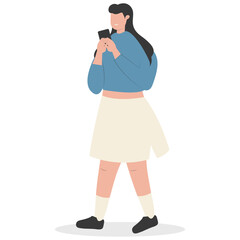 Young People with Smartphone, Isolated Vector Cartoon Character Illustration. 