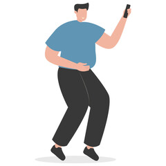 Young People with Smartphone, Isolated Vector Cartoon Character Illustration. 