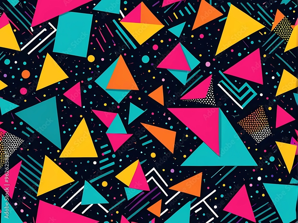 Aufkleber geometric seamless pattern with memphis elements in 80s style. colorful geometric pattern. design of