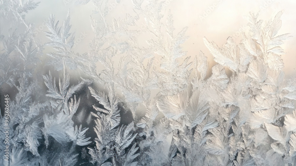 Poster delicate frost patterns on a window pane