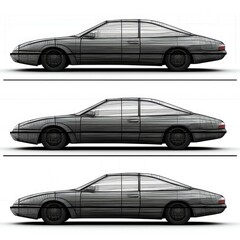 Wireframe 3D Model of a Classic Coupe Car