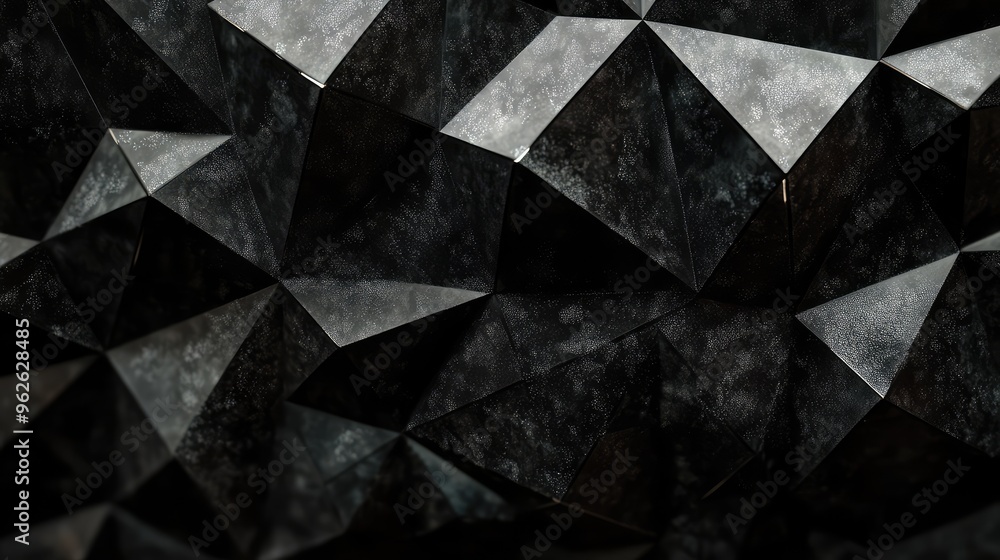 Poster black background featuring a detailed diamond pattern, with light subtly reflecting off the facets t