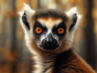 Obraz premium Ring Tailed Lemur, Lemur catta, Madagascan Lemur Close Up in Forest Wildlife