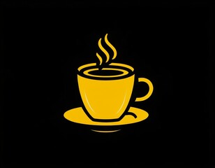 Obraz premium Coffee silhouette logo design. icon in black and gold color. Ai generated image.