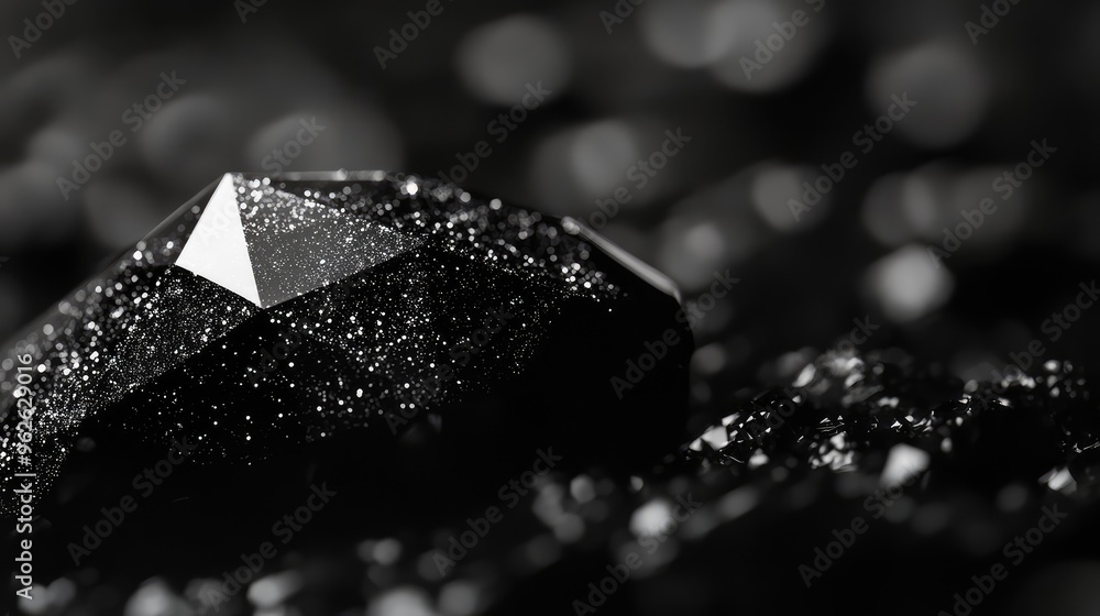 Poster minimalistic black image with a subtle diamond texture, where light softly interacts with the surfac