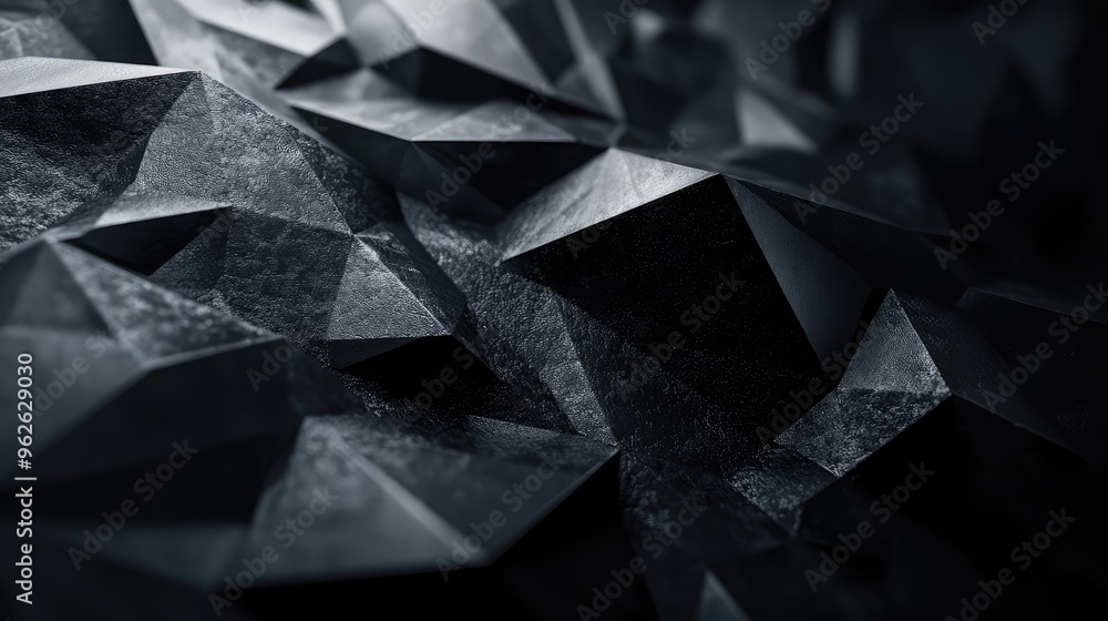 Poster minimalistic black image with a subtle diamond texture, where light softly interacts with the surfac