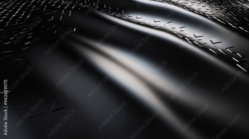 Poster sleek black image with a fine diamond texture, the surface reflecting light in a way that highlights