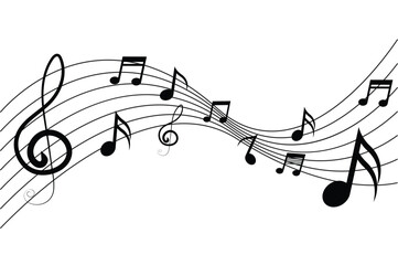 Musical symbols wave on white background vector illustration 
