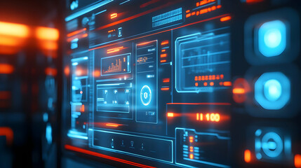 Fototapeta premium Futuristic Digital Interface - 3D Illustration
