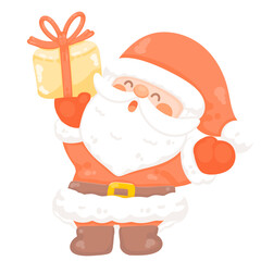 cute santa character cartoon happy greeting christmas time.
