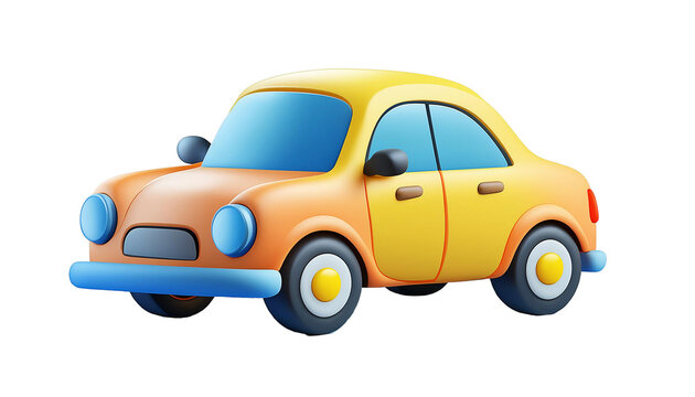 3d render cute car icon