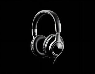 Headphone silhouette logo design.  icon in black and white color. Ai generated image.