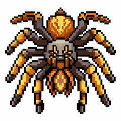 Obraz premium Pixel Art Tarantula with Vibrant Colors and Detailed Design on White Background