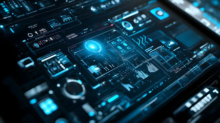 Fototapeta premium Abstract Futuristic Technology Interface 3D Illustration