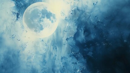 Cyanotype print of  moons, phases of moon with cosmic style clouds, beautiful night, abstract artwork, abstract background, aesthetic wallpaper, abstract landscape 