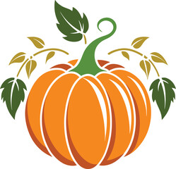 Pumpkin and Leaf Silhouette Vector illustration Design