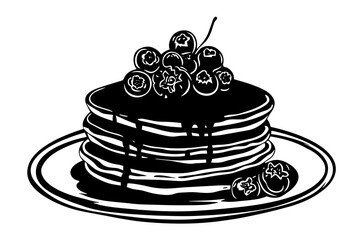 vector silhouette of a Sweet Blueberry Pancakes