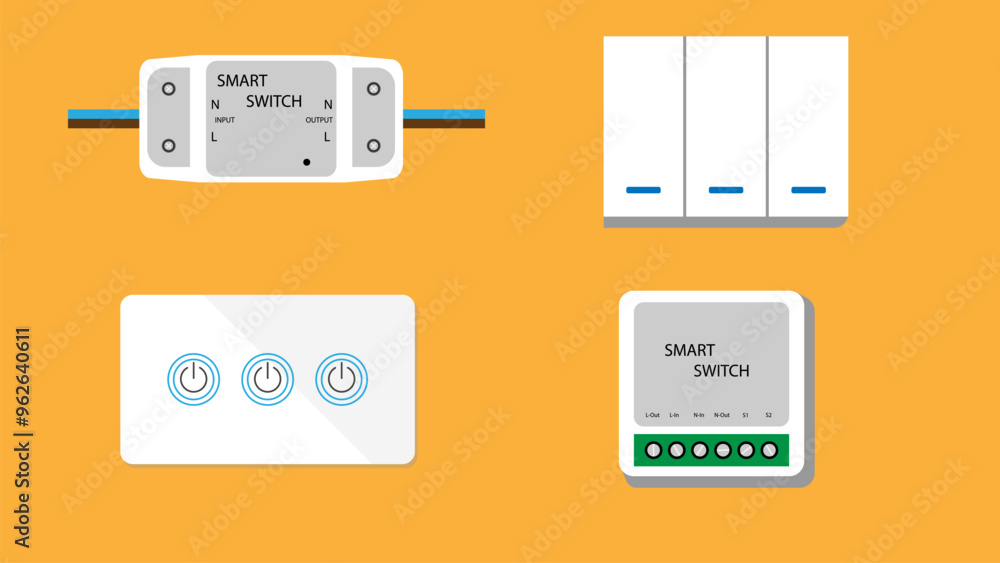 Poster set of smart switch for smart home,smart farm.iot system concept,device electronic.power device.