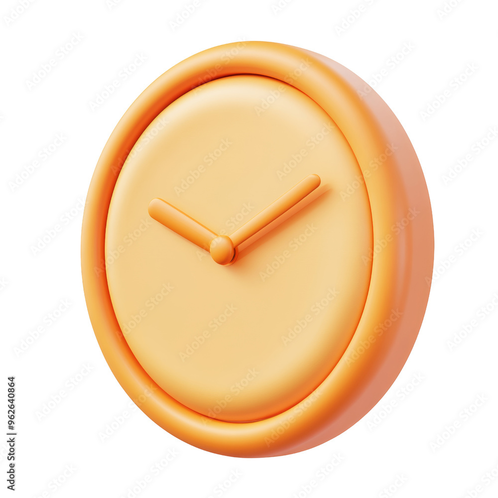 Poster orange clock 3d render icon isolated on transparent background cutout