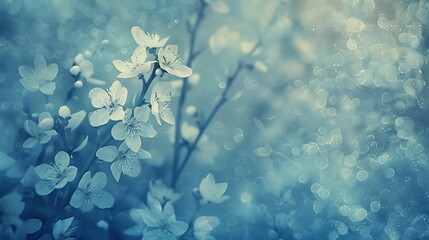 Cyanotype prints of daffodils flower, copy space, modern art, abstract artwork, abstract background, aesthetic wallpaper, abstract landscape 