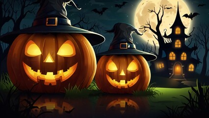 halloween pumpkin with bats