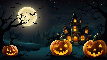 Fototapeta premium halloween background with pumpkin