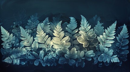 Cyanotype print in blue shade