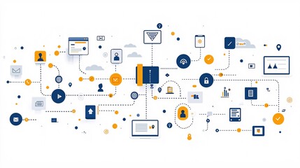 A visual representation of a customer journey map, from lead generation to CRM-driven sales, powered by automation.