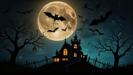 Fototapeta premium halloween background with house