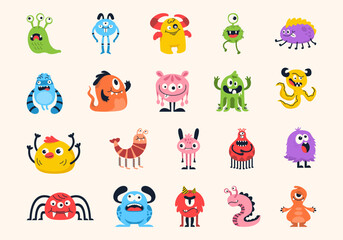 Cute Cartoon Monster Illustration Element Set 