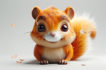 Fototapeta premium Adorable Cartoon Squirrel with Big Eyes and Fluffy Tail